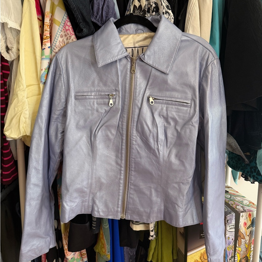 Purple metallic leather jacket